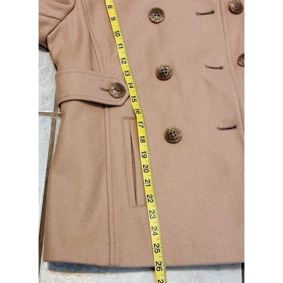 Nine West Women's Size 16 Beige Pea Coat Wool Blend Double Breasted Pockets - Picture 9 of 13